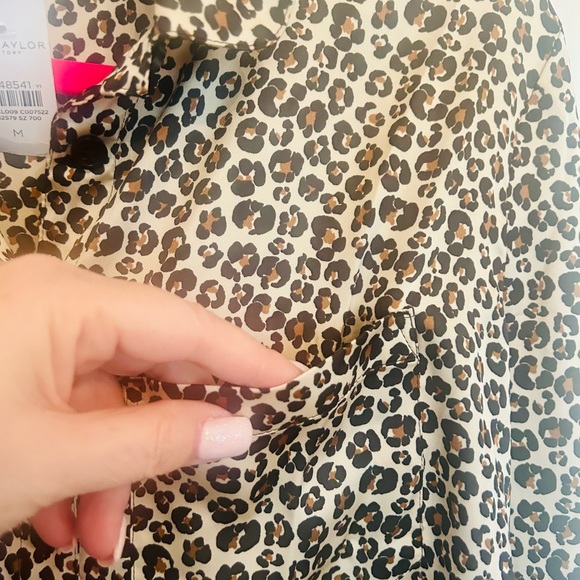 NWT Ann Taylor factory pajama set in leopard print. Top is medium, pants large - Picture 5 of 9